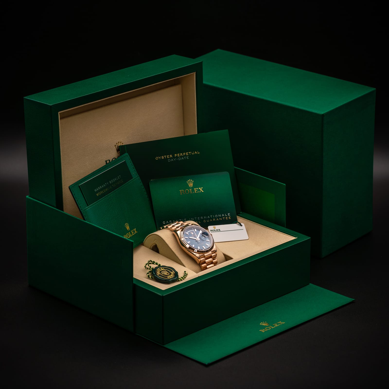 Rolex Day-Date 36 - Blue-Green Diamond Dial & Bracelet Strap