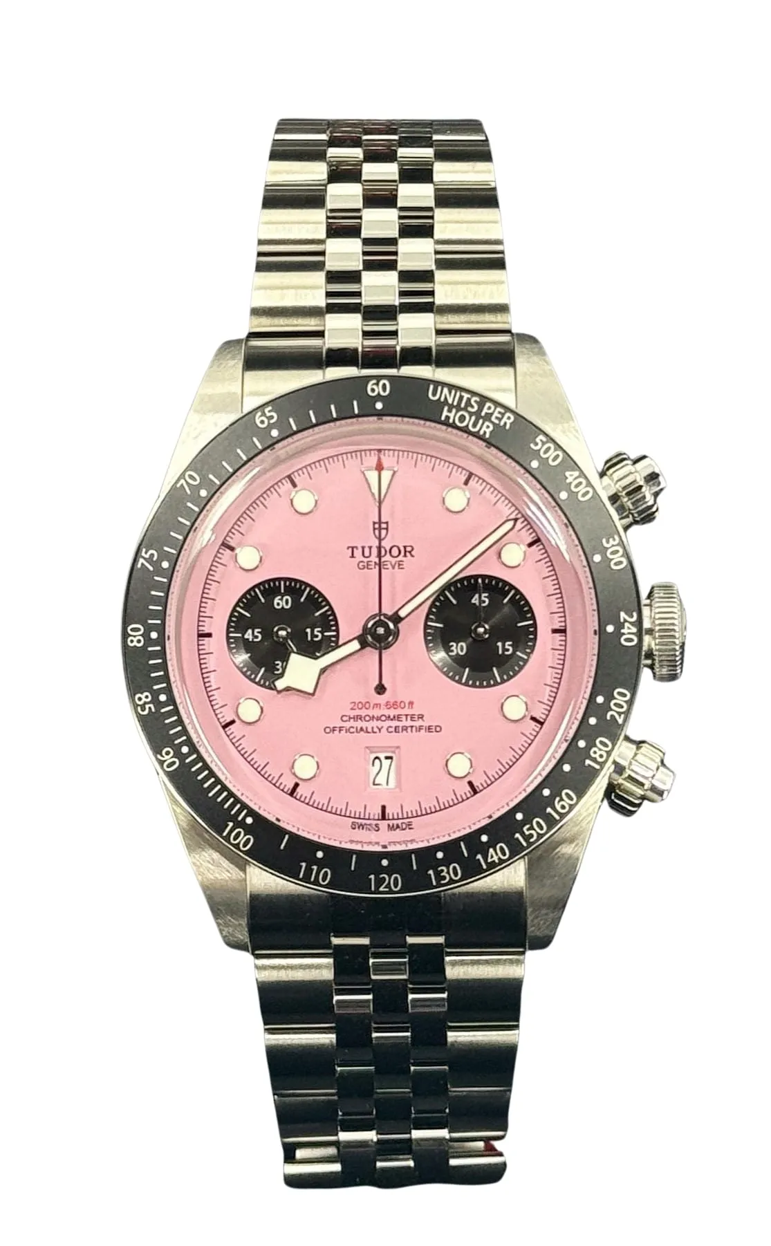 英国ウェストミンスター寺院　ゴブラン織テーブルランナー　Tudor Rose柄 Tudor Black Bay Chrono - Pink Dial & Bracelet Strap