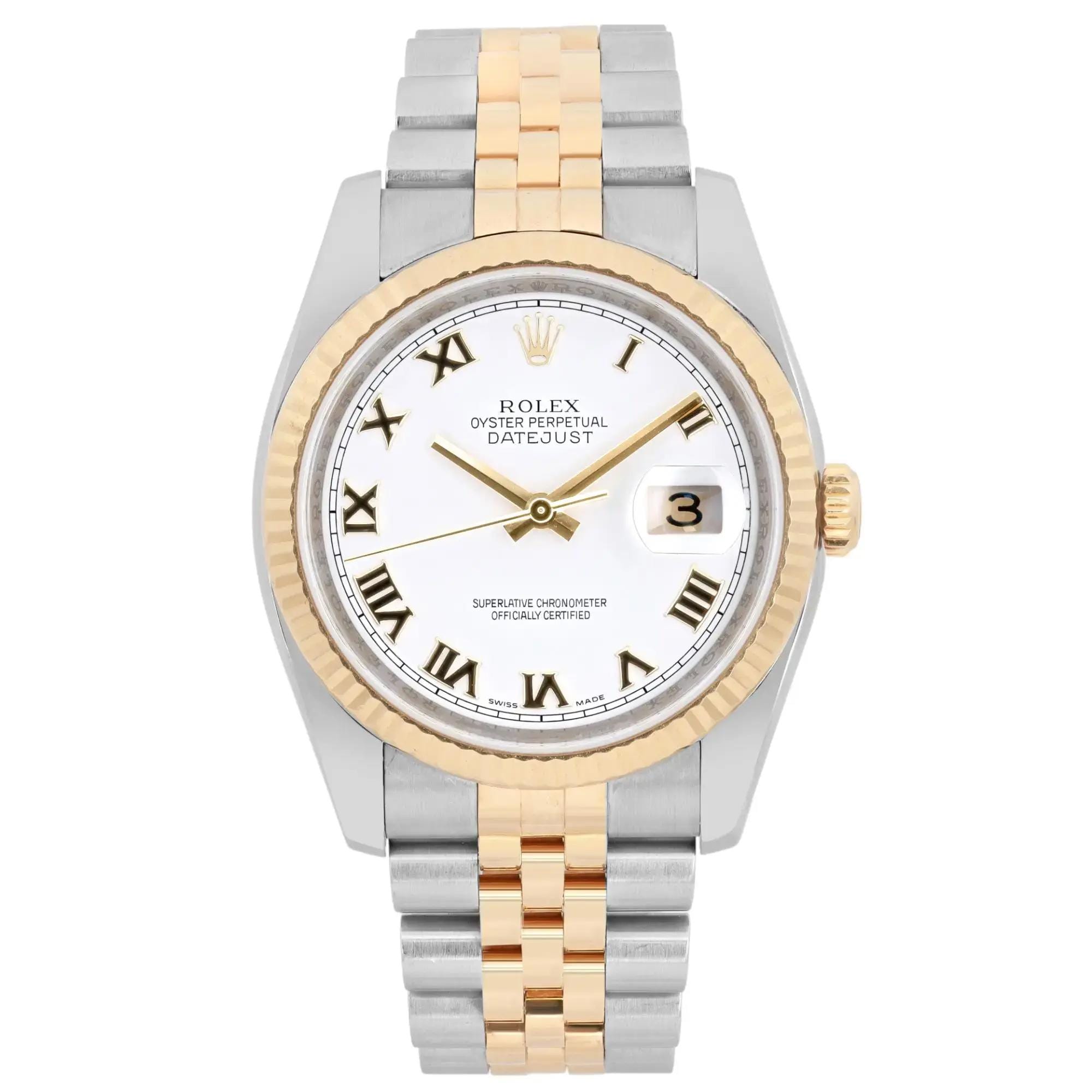Rolex Datejust - White Roman Numeral Dial & Bracelet Strap
