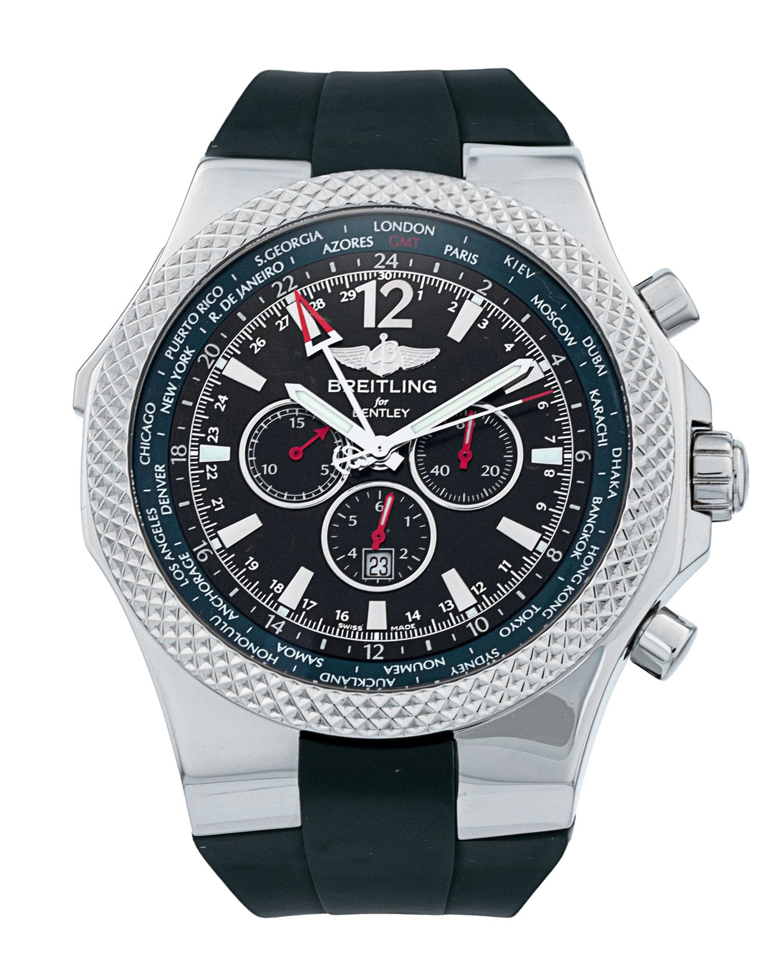 Breitling Bentley GMT - Black Baton Dial & Rubber Strap