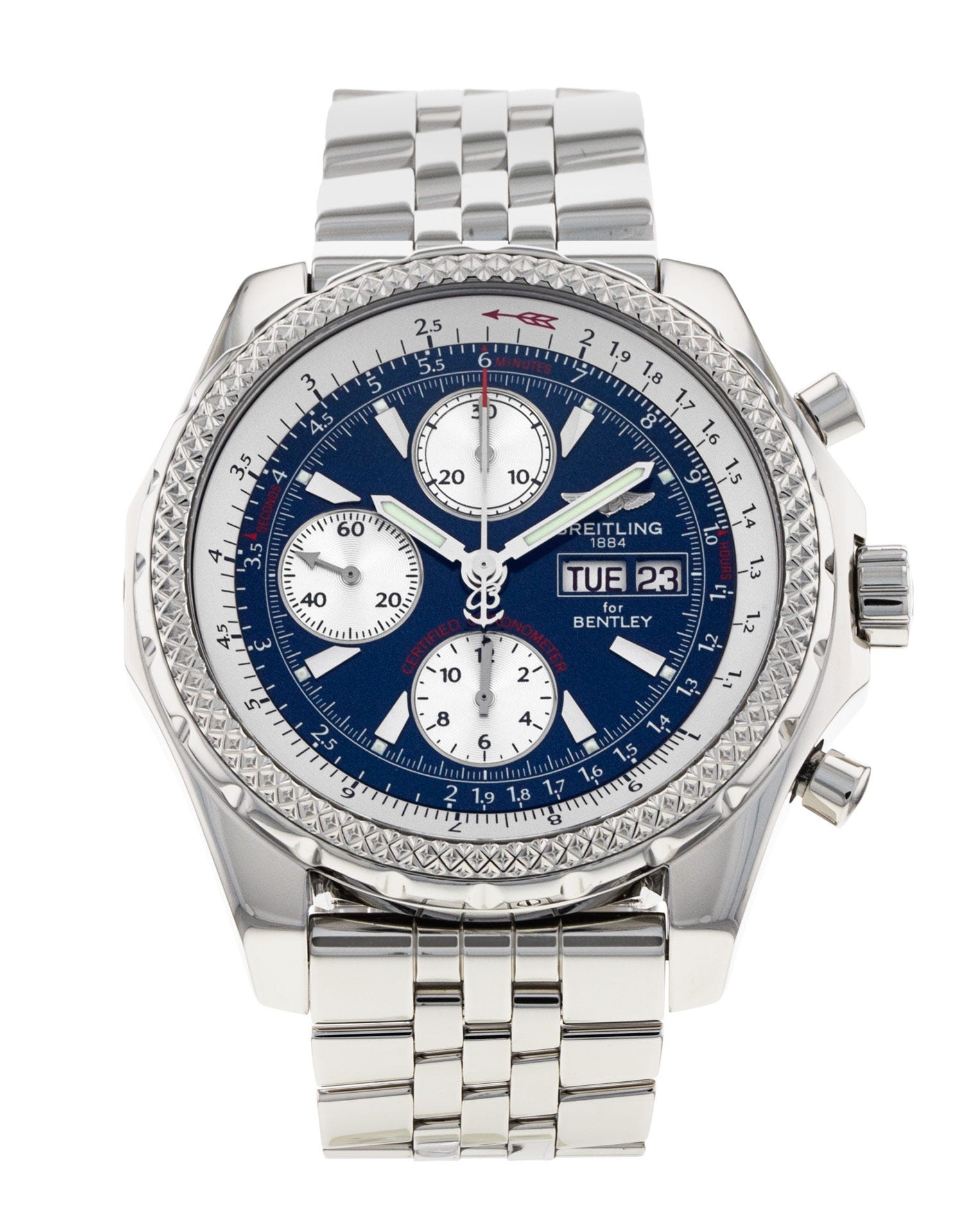 BREITLING ワインディングマシーン Breitling Bentley GT - Blue Baton Dial & Bracelet Strap