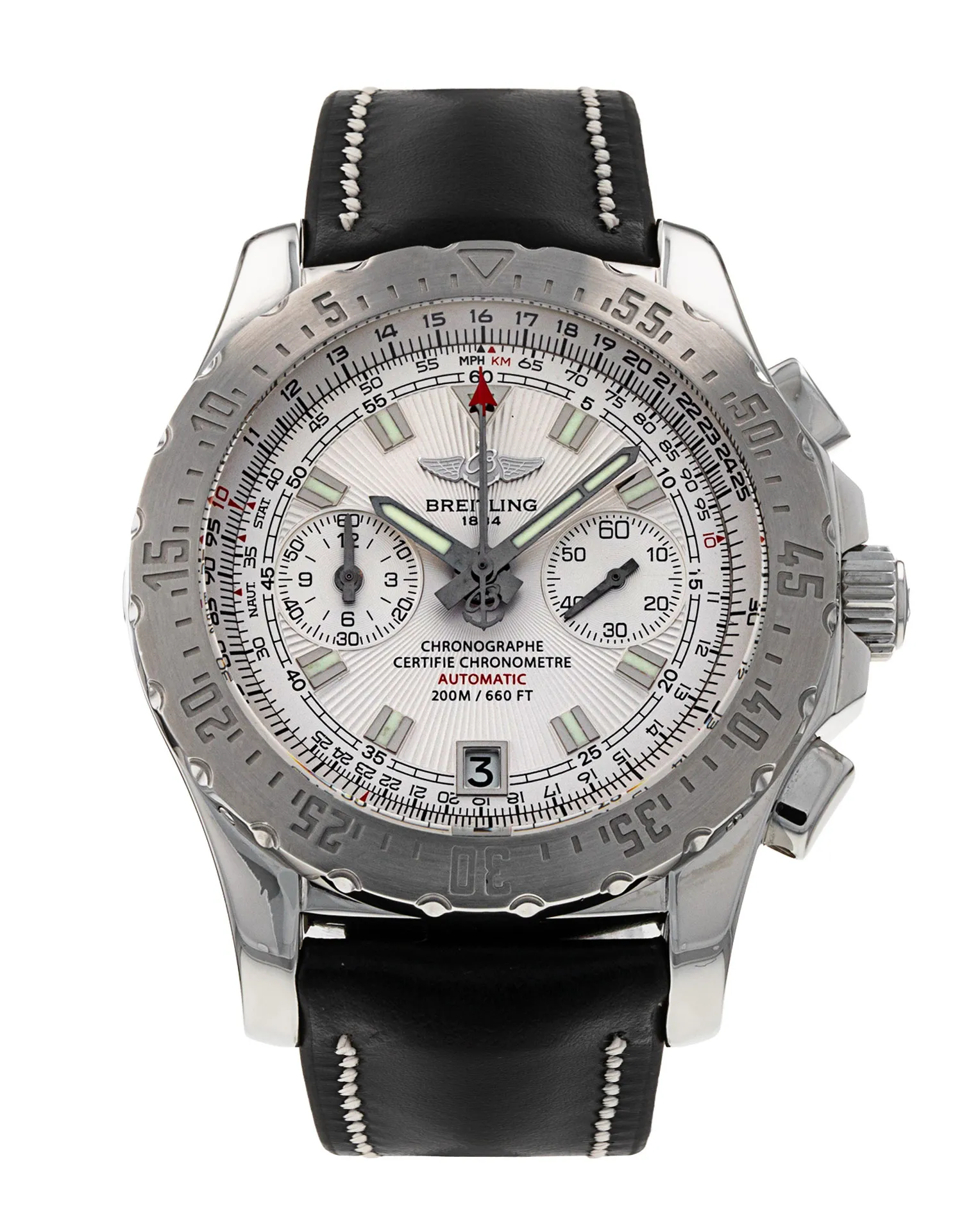 Breitling Skyracer - Silver Baton Dial & Leather Strap