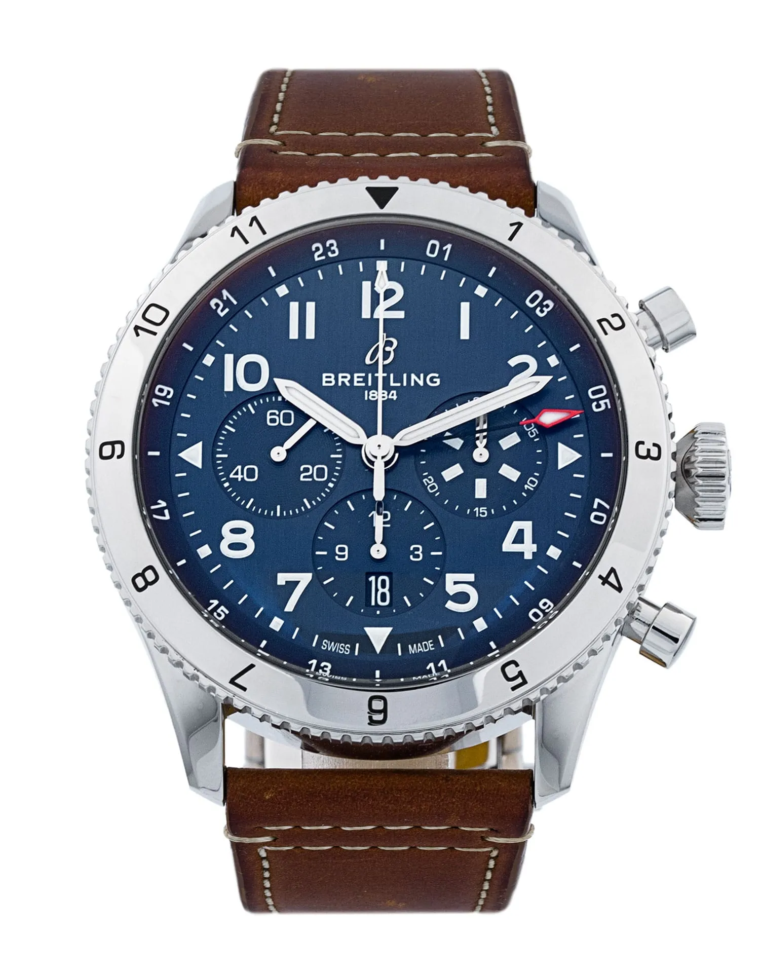 REL‘ABEAUTE エンパイア Breitling Super AVI - Blue Arabic Dial & Leather Strap