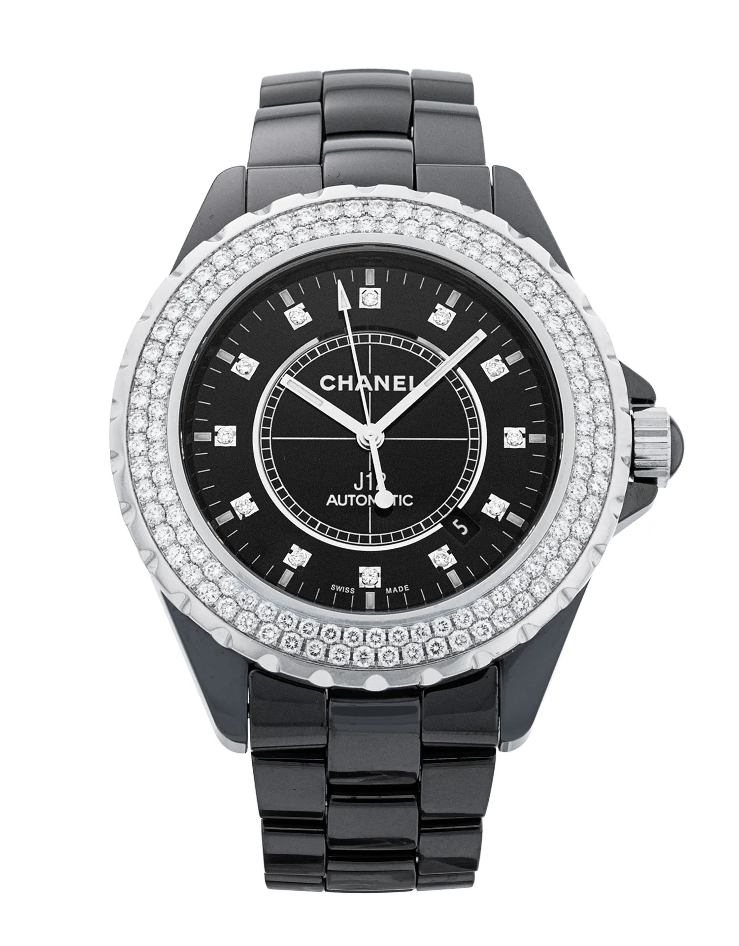 Chanel J12 H2014 - Black Diamond Dial & Bracelet Strap