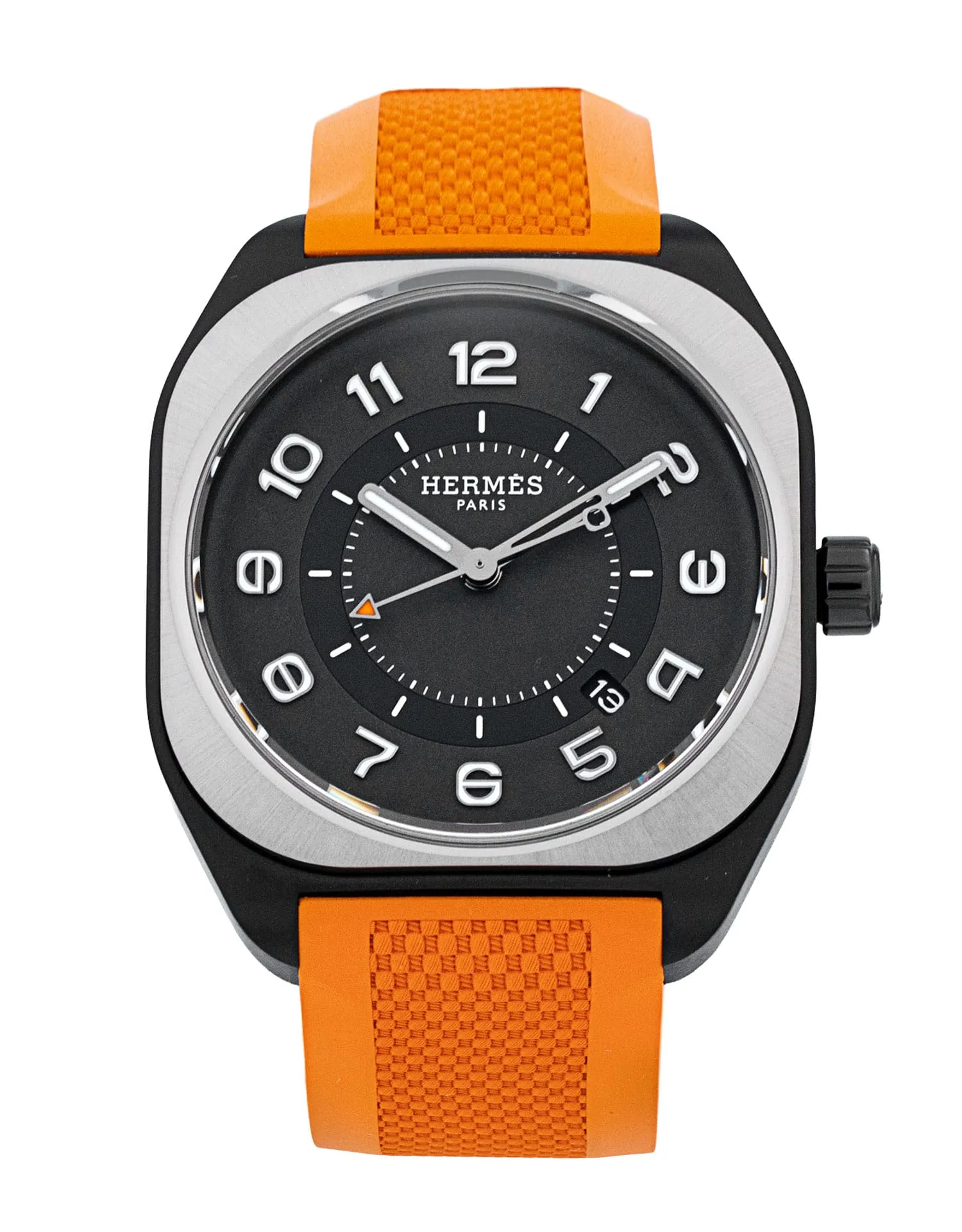 Hermes H08 W049433WW00 - Black Arabic Dial & Rubber Strap