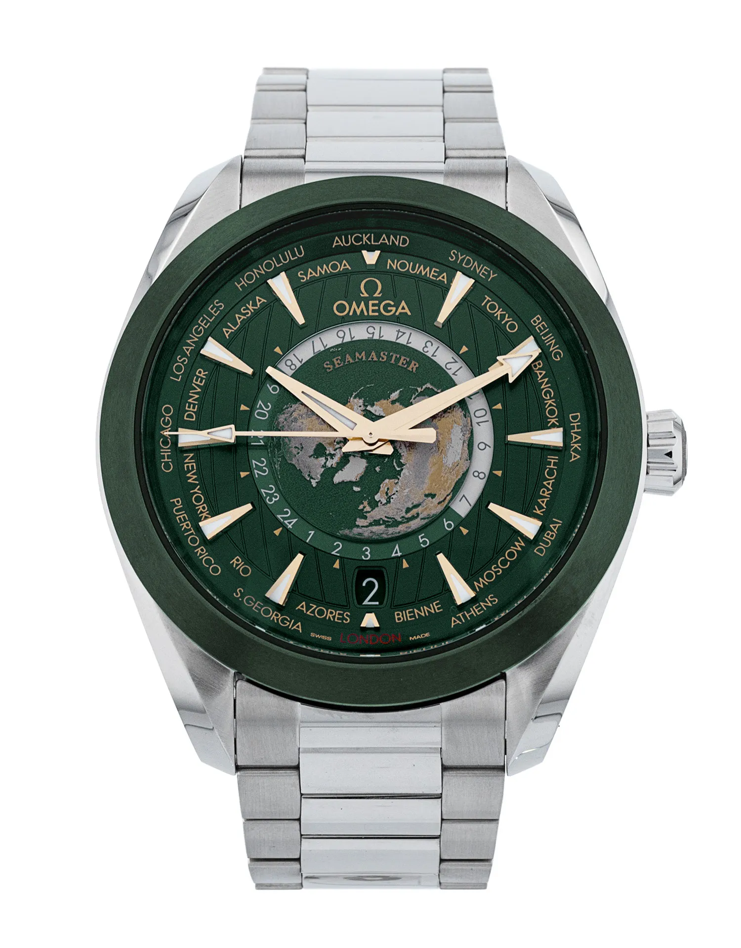 【メル11883】 Omega Aqua Terra 150m GMT - Green Dial & Bracelet Strap
