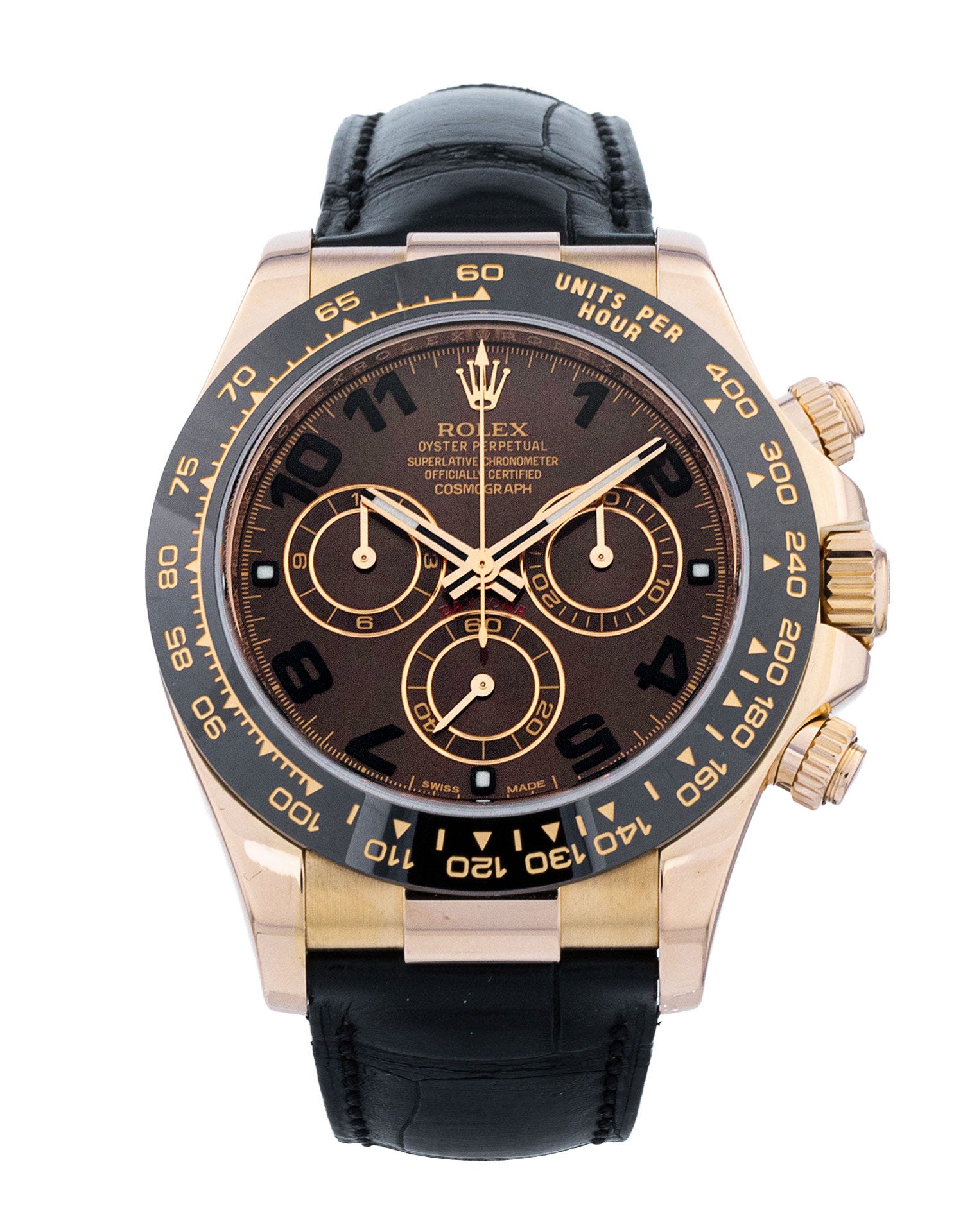 OUTLET【キャメル、黒 ブラック、Dブラウン 140㎝×30本】 Rolex Daytona - Chocolate Arabic Dial & Leather Strap