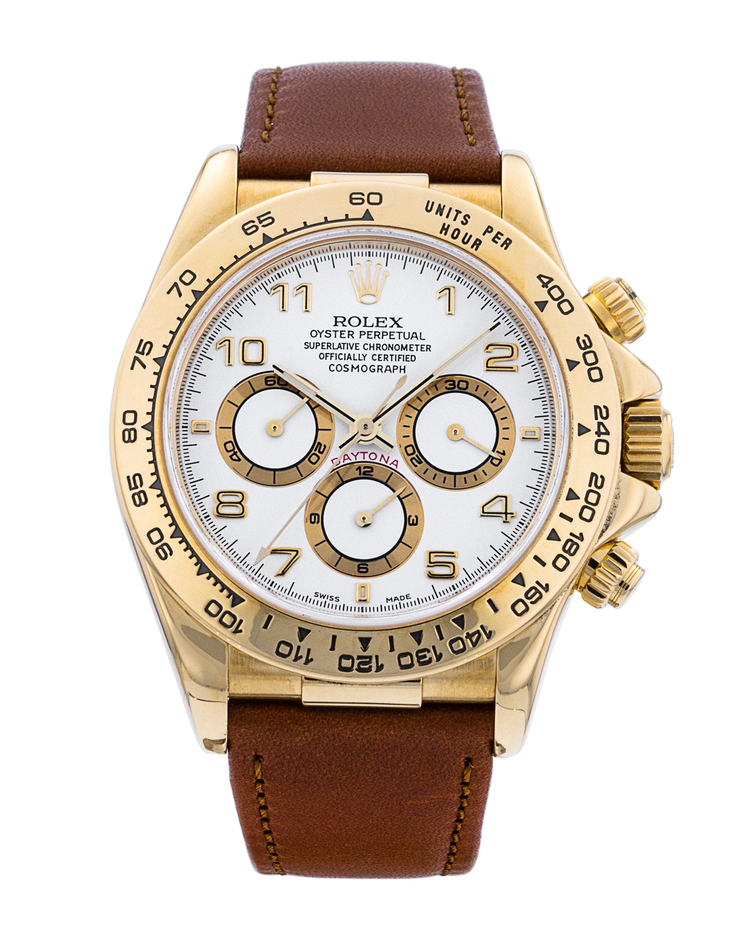 Rolex Daytona 16518 - White Arabic Dial & Leather Strap