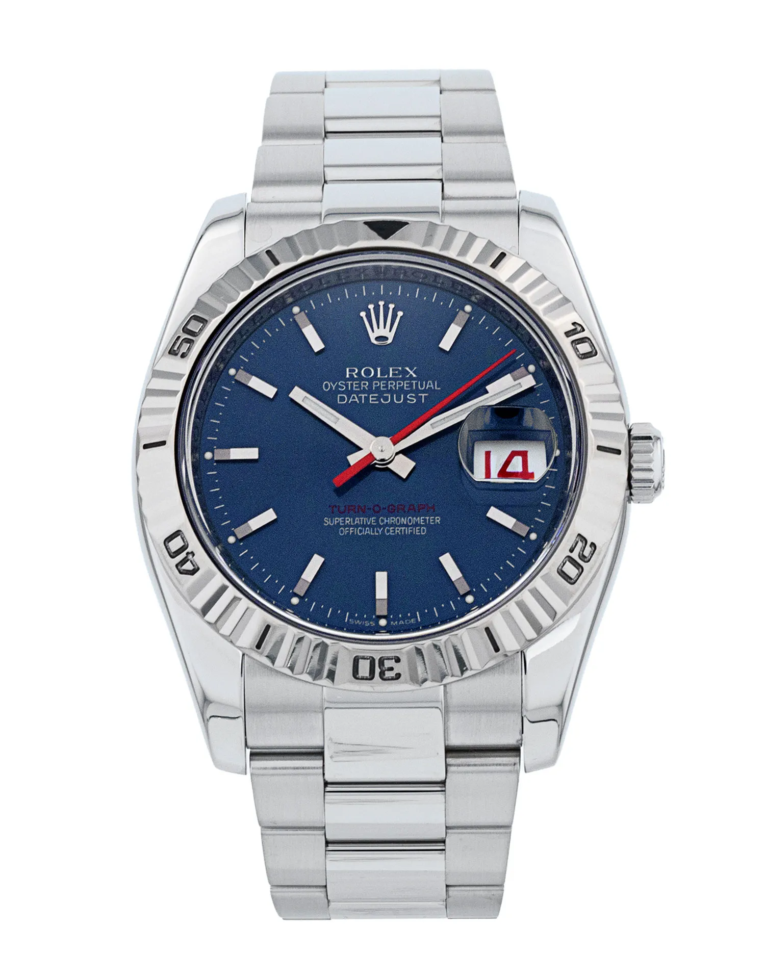 Rolex Turn-O-Graph 116264 - Blue Baton Dial & Bracelet Strap