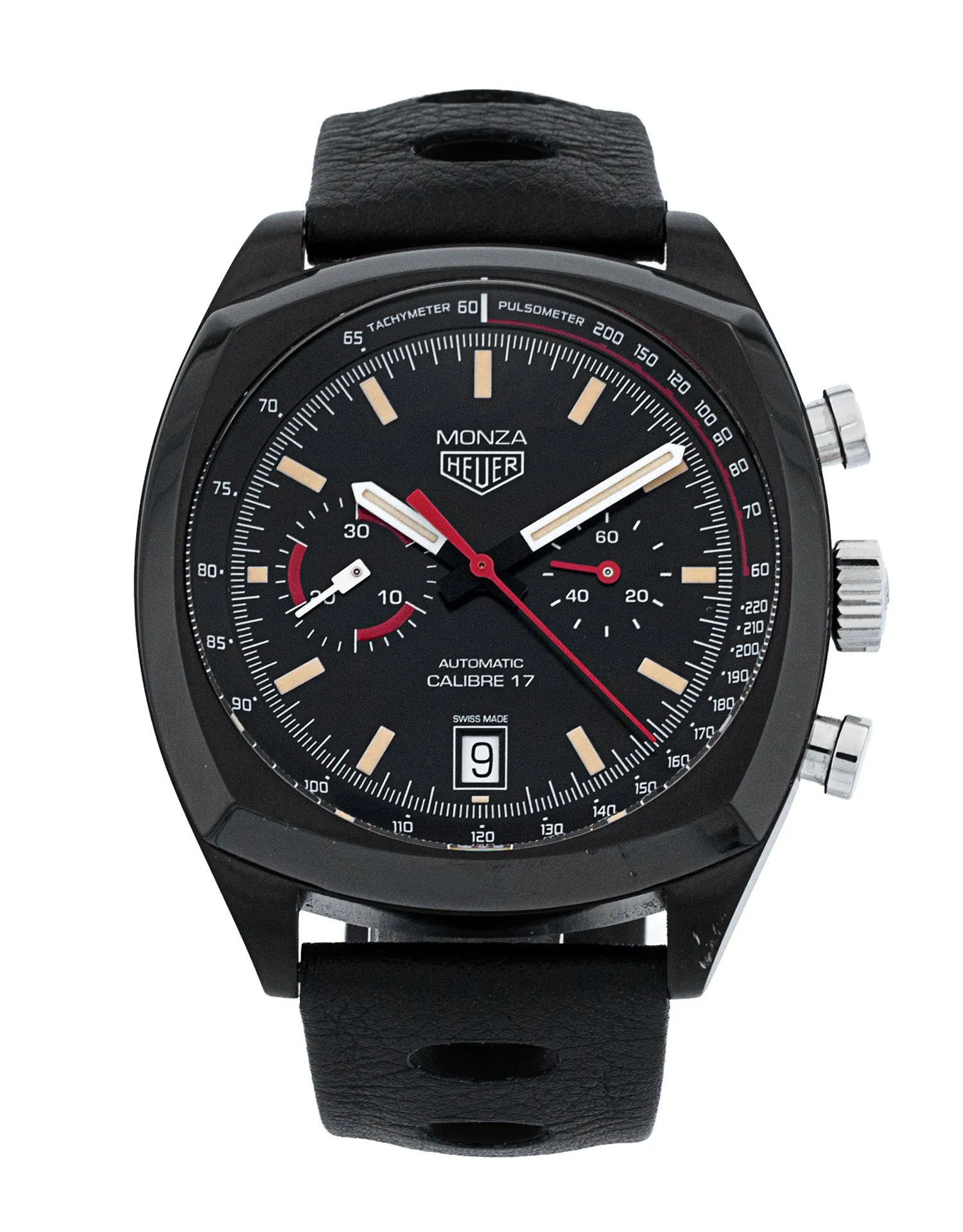 Tag Heuer Classic Monza - Black Baton Dial & Leather Strap