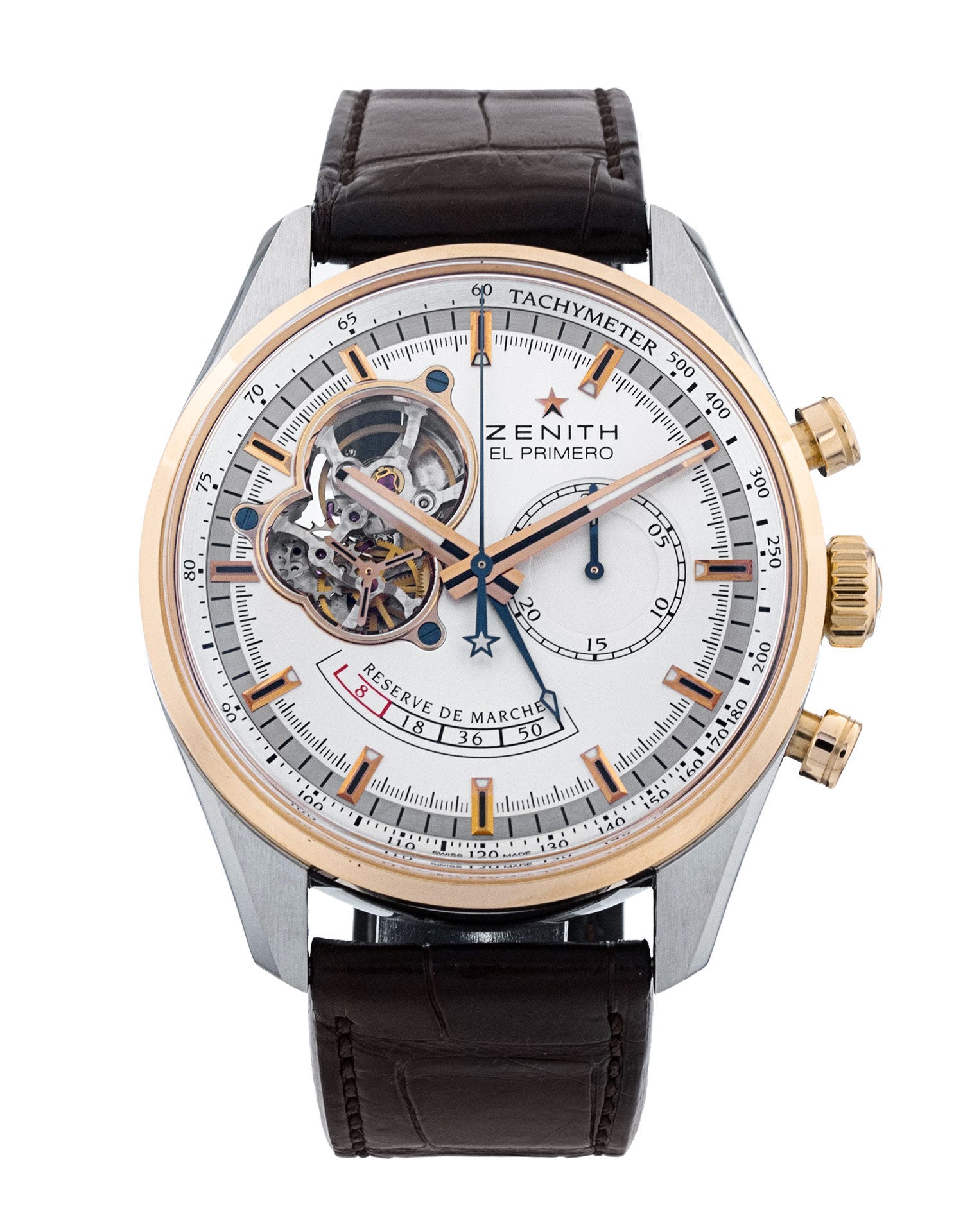 パセリ1 Zenith El Primero - Silver Baton Dial & Leather Strap