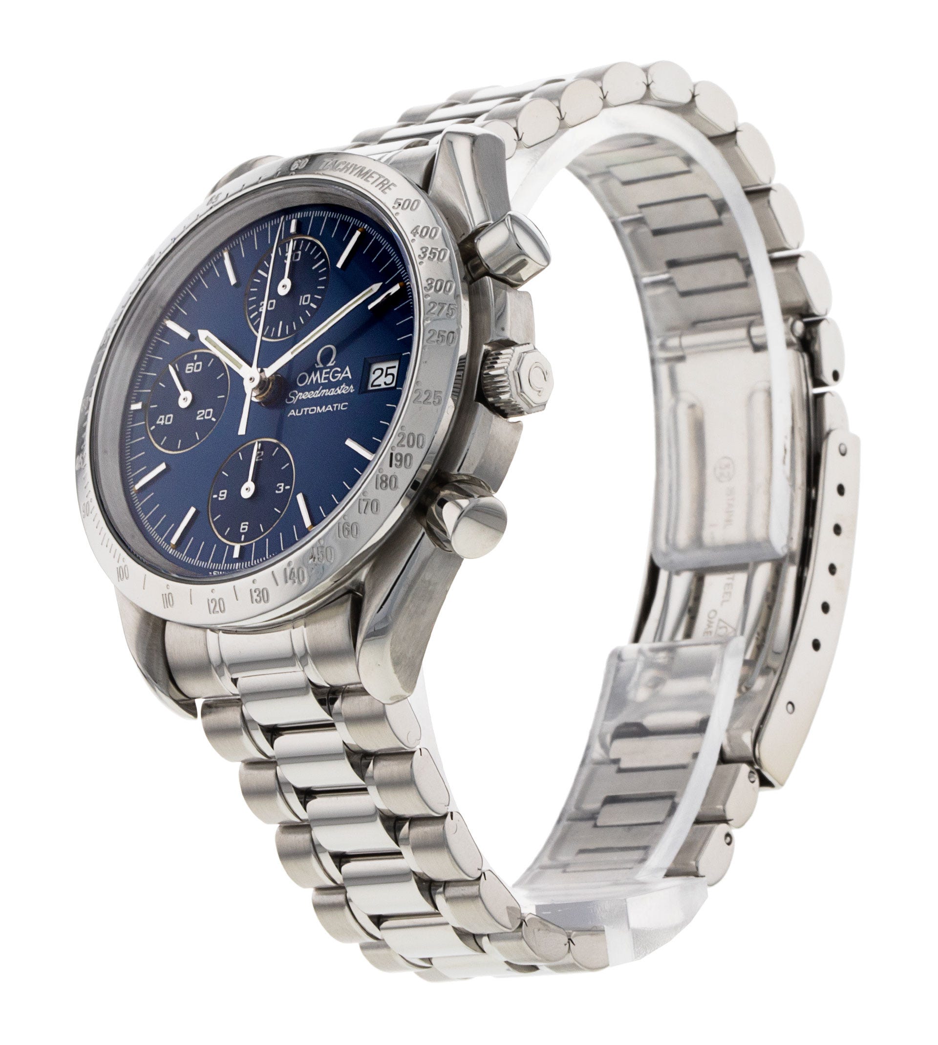 Omega Speedmaster Date - Blue Baton Dial & Bracelet Strap