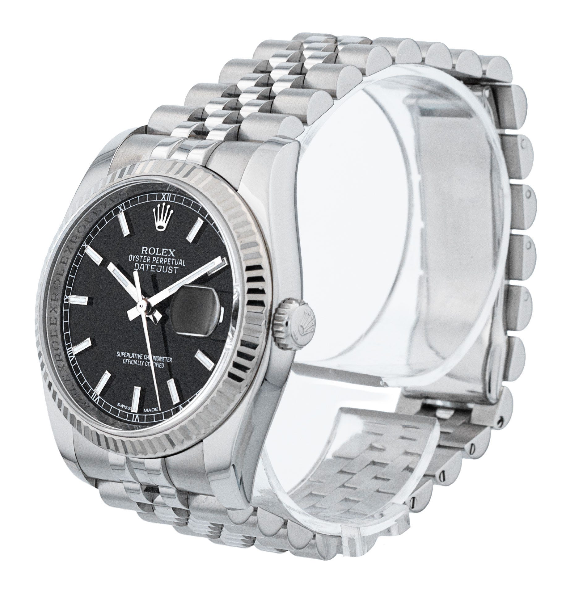 Rolex Datejust 116234 - Black Baton Dial & Bracelet Strap