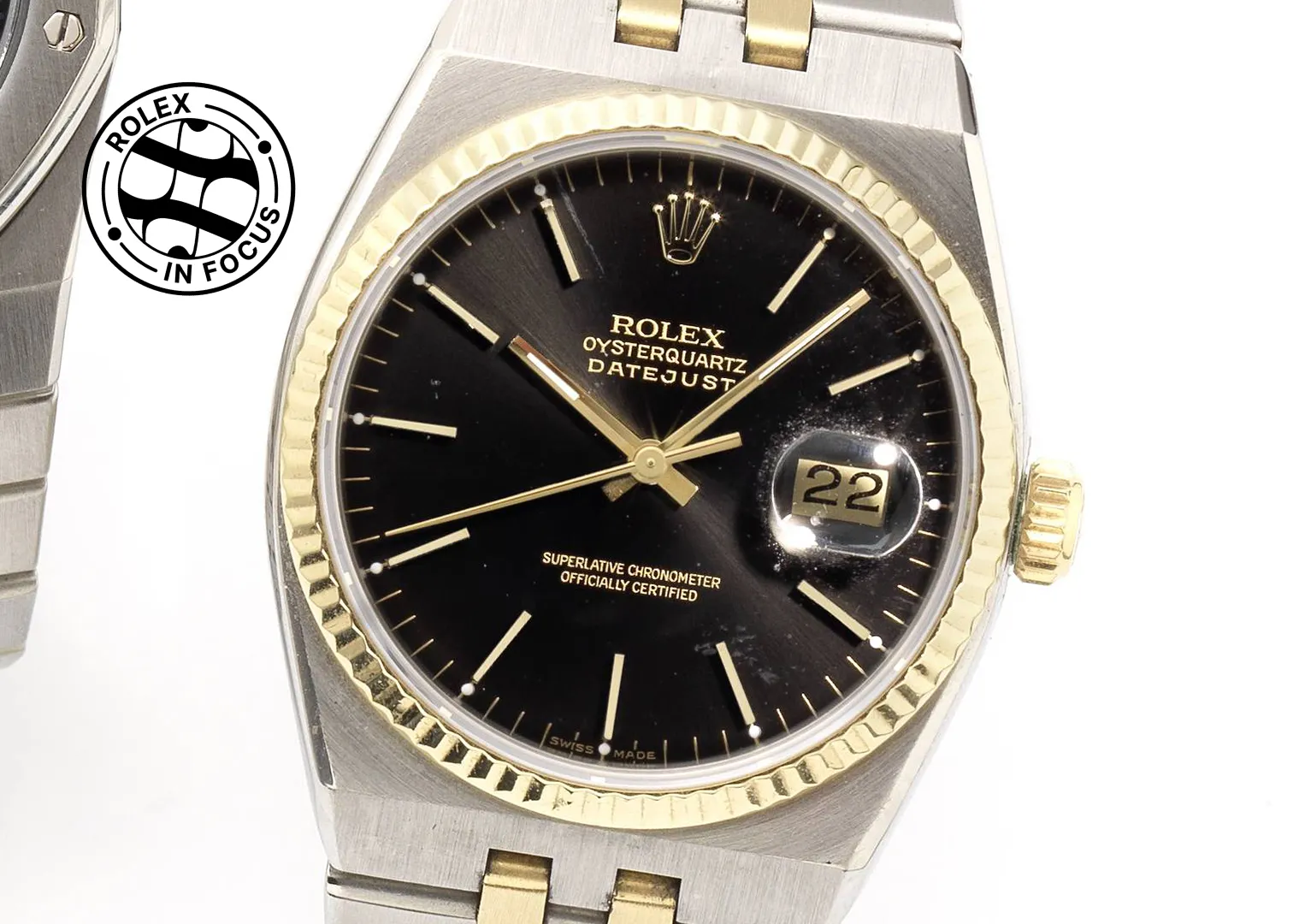 A two-tone Datejust with black dial, Reference 17014, from the early 80s. Image: Bonhams