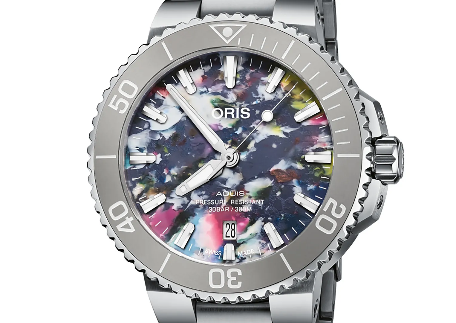 Every single dial on the Oris Aquis Upscale is different. And it's turtle-friendly!