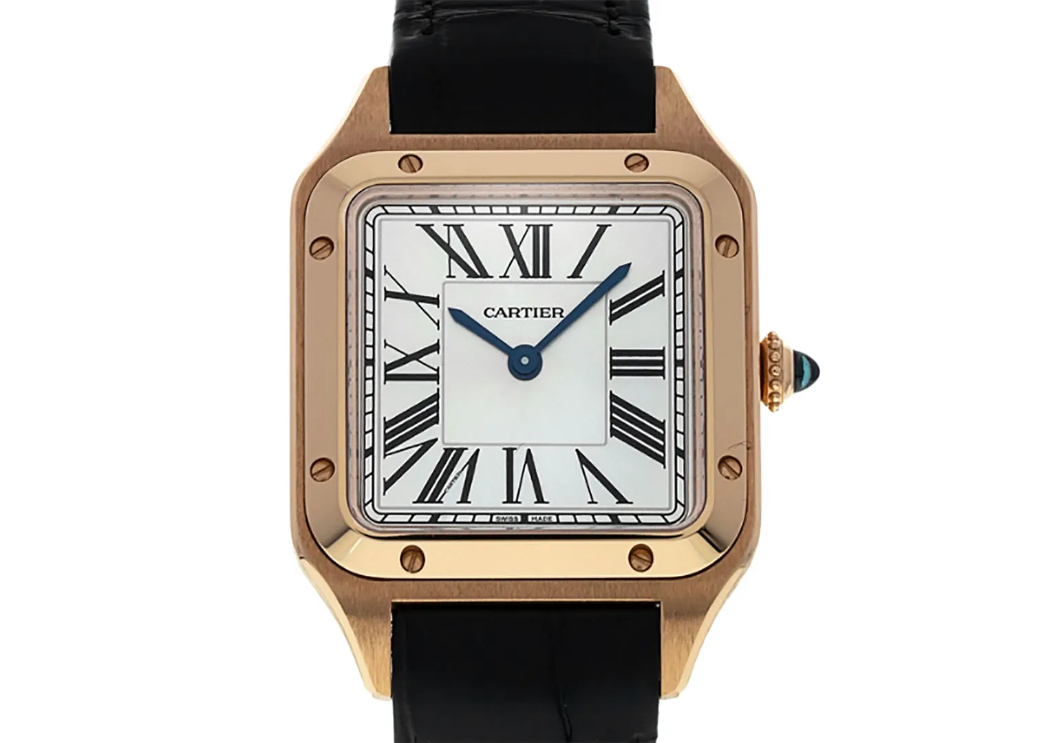 Florian de Groot wears a rose-gold Cartier Santos