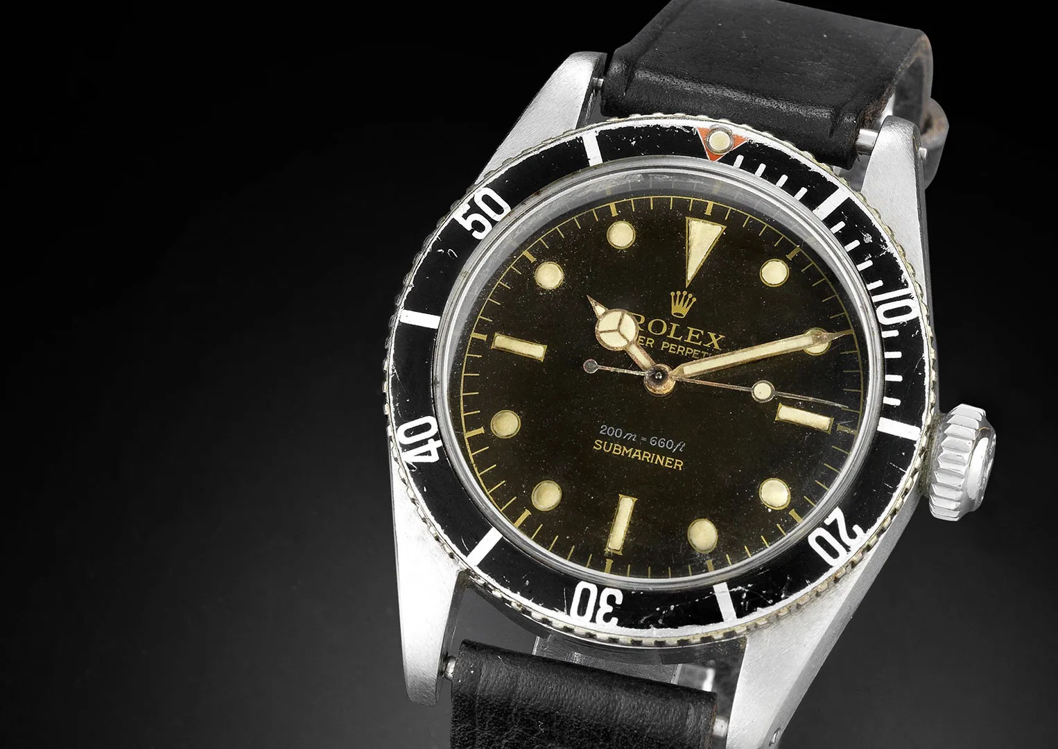 Bond wore a Rolex Submariner Reference 6538 in the first three films. Image courtesy of Bonhams.